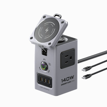 PISEN 140W GaN MagStation 8-in-1 Charging Hub – Magnetic Wireless Desktop Power Socket (KF27)