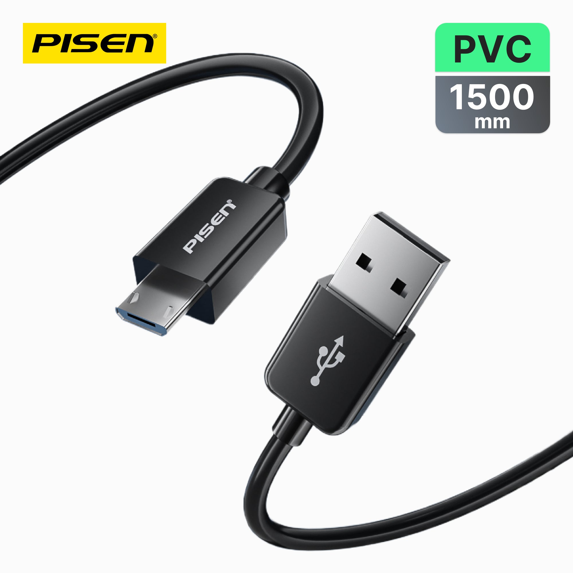 PISEN Mr White Micro-USB Cable 1.5m – Charging & Sync Cable, White (MU01-1500)