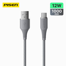 PISEN NoirSync USB-A to USB-C Cable – 12W Charging & Sync Cable, Grey (TC-FC31-1000)