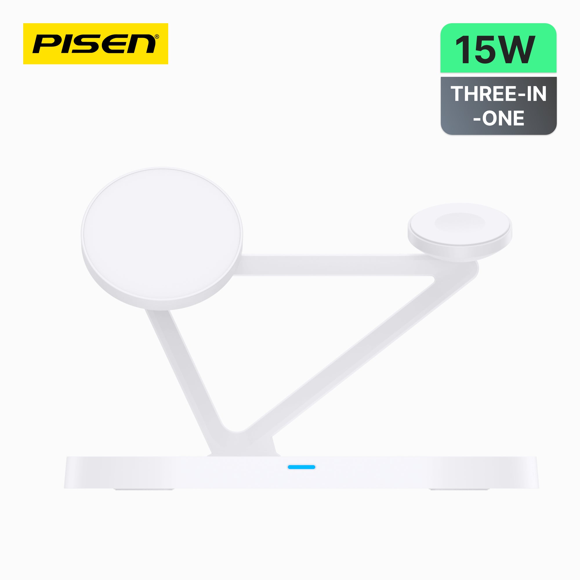 PISEN 3-in-1 Wireless Charging Stand with Night Light – MagSafe Dock for Phone, Watch & Earbuds (TP-C24)