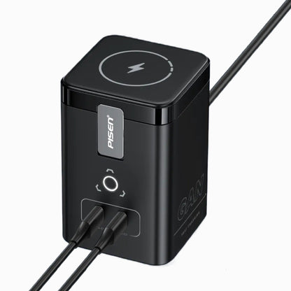 PISEN MagStation 45W GaN Desktop Charger – Magnetic Wireless & USB-C Charging Station (TP-C25)