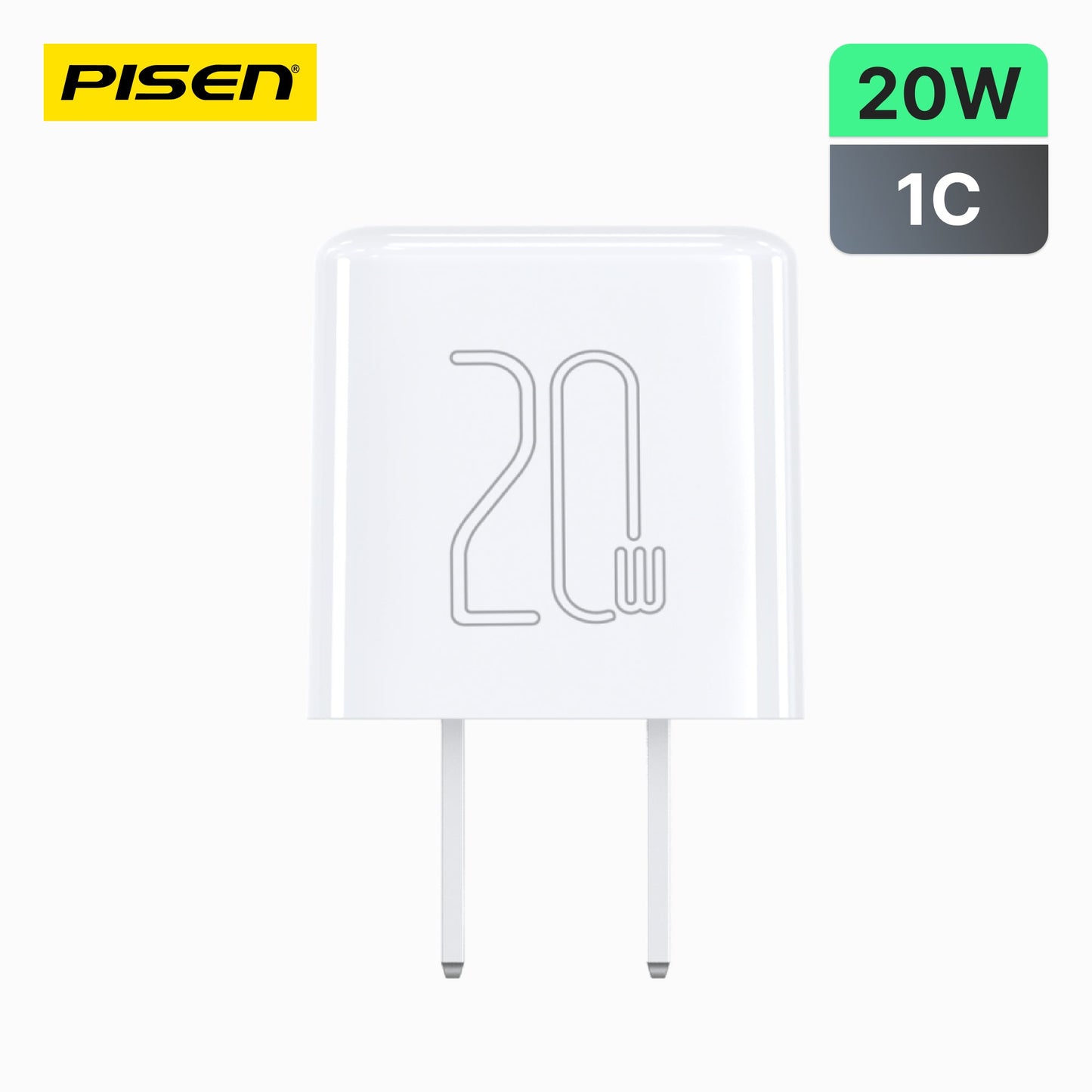 PISEN QUICK 20W PD Pudding Charger – Single-Port USB-C Fast Wall Charger (TP-C36)