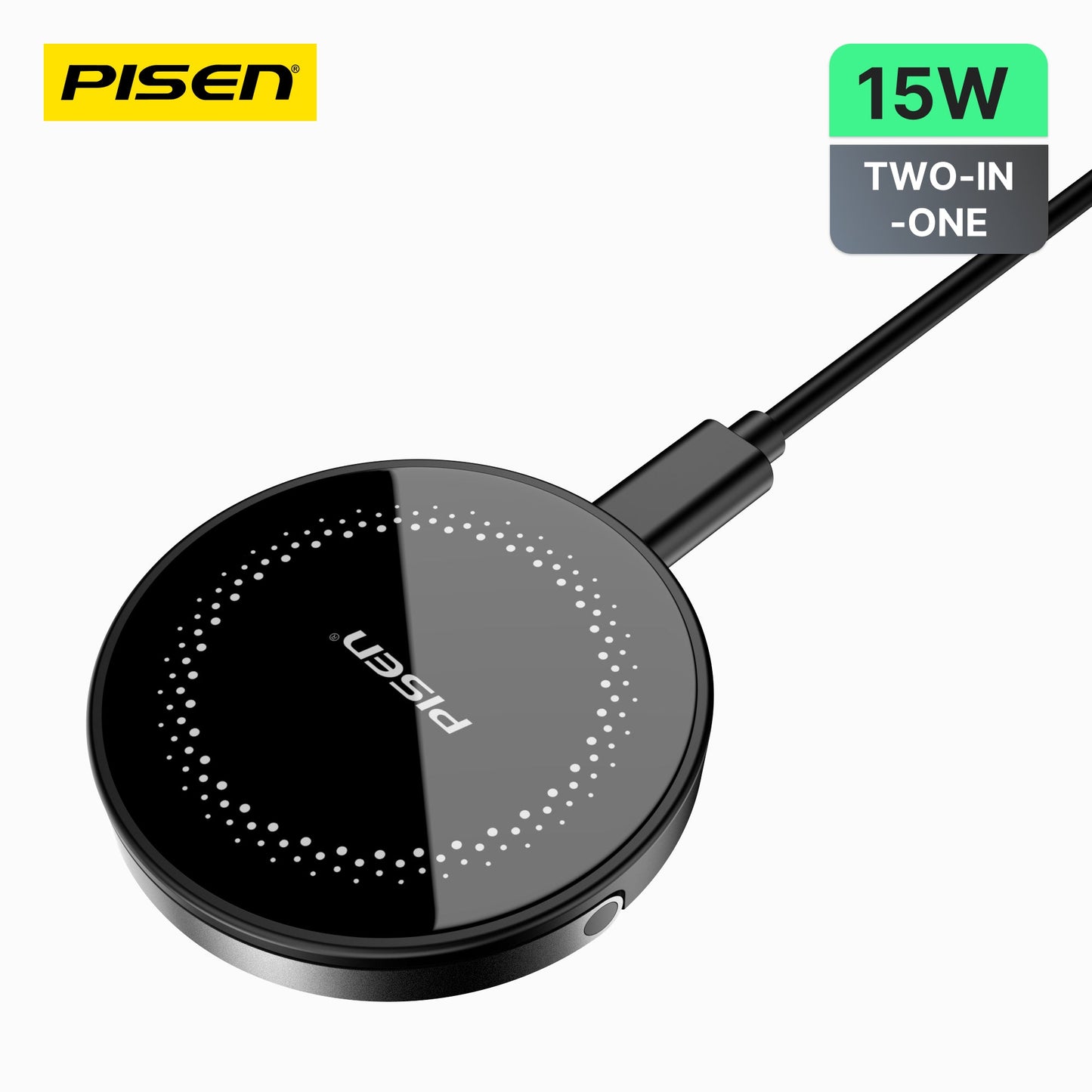 PISEN 2-in-1 Magnetic Wireless Charger – MagSafe Dock for Phone & Earbuds (TP-C43)
