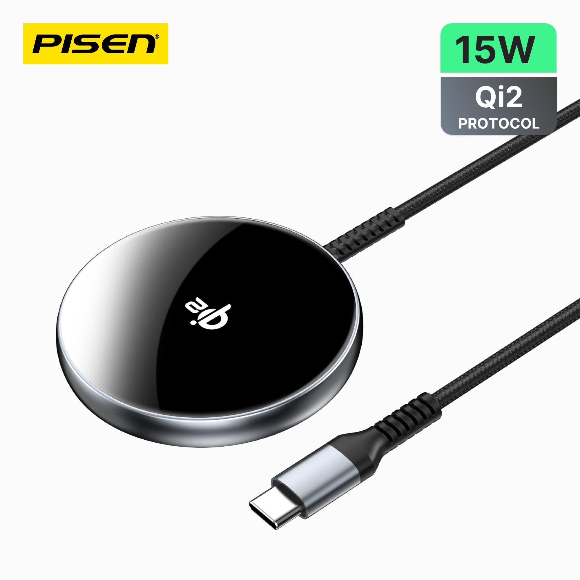 PISEN Qi2 Magnetic Desktop Charging Pad – 15W MagSafe Wireless Charger (TP-C56)