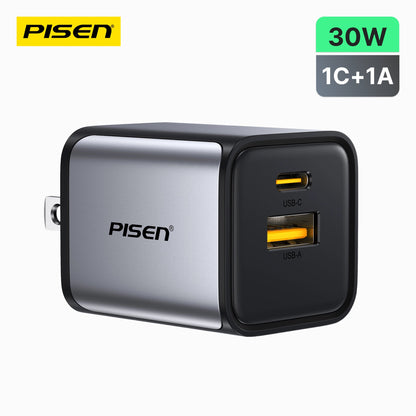 PISEN BOLT Lite 30W 2-Port GaN Fast Charger – Compact USB-C Wall Charger (TP-C63)