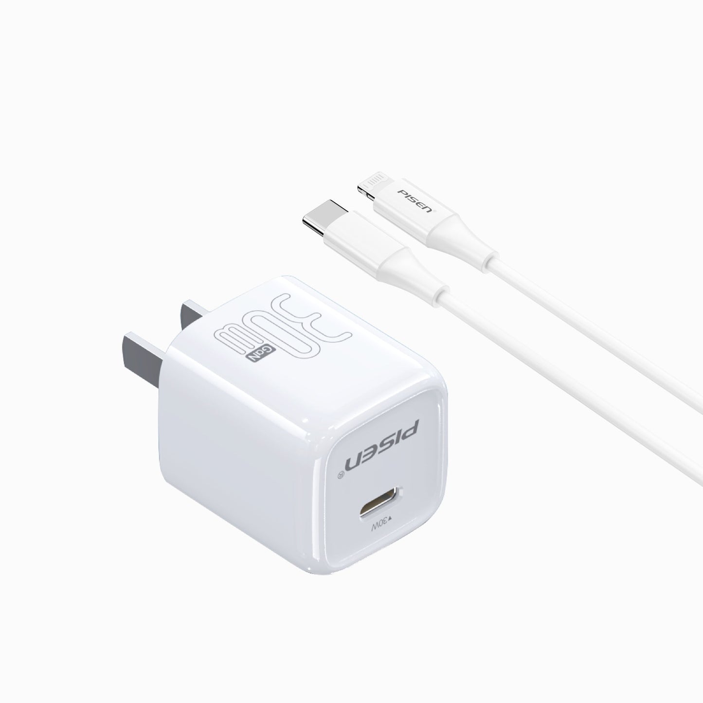 PISEN QUICK 30W GaN Pudding Charger – Single-Port USB-C Fast Wall Charger, US Plug (TP-C72)