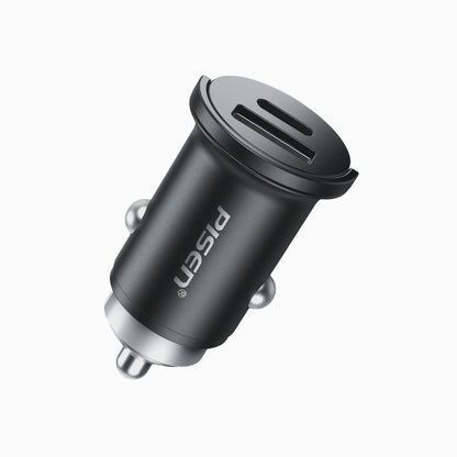 PISEN QUICK 30W Mini Car Charger – USB-C + USB-A Fast-Charging Adapter (TP-C73)