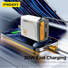 PISEN 30W GaN Retractable Cable Charger – USB-C Fast Wall Charger with Built-In Cable (TP-C82)