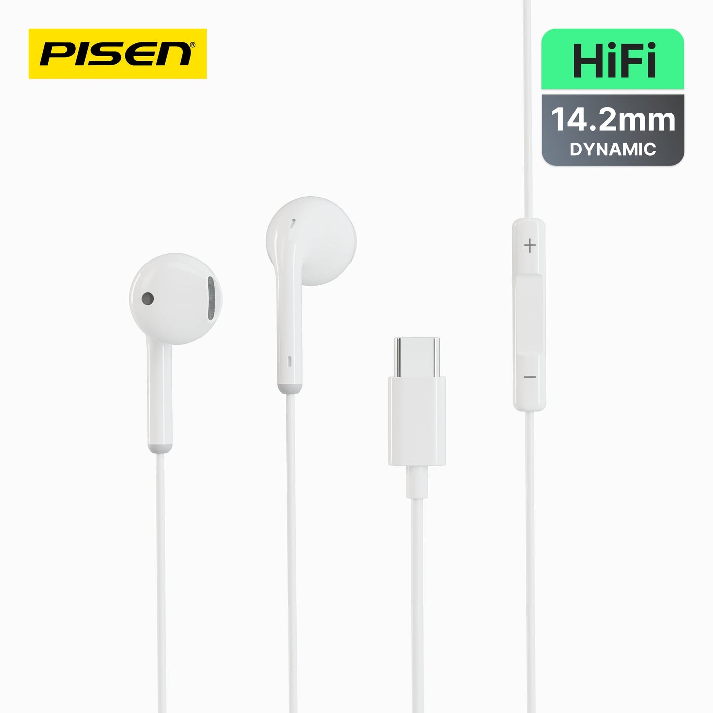 PISEN Type-C Semi-In-Ear Wired Earphones – Stereo USB-C Earbuds with Mic (TP-CP03)