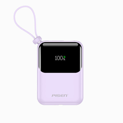 PISEN Sunny Power 22.5W Mini Power Bank 10000mAh – Compact Charger with Two Built-In Cables (TP-D096)