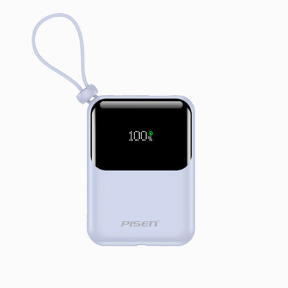 PISEN Sunny Power 22.5W Mini Power Bank 10000mAh – Compact Charger with Two Built-In Cables (TP-D096)