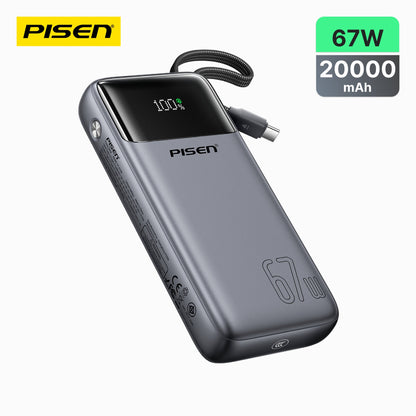 PISEN Bolt 67W 20000mAh Power Bank – Fast-Charging USB-C Portable Charger (TP-D108)