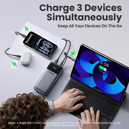 PISEN Bolt 67W 20000mAh Power Bank – Fast-Charging USB-C Portable Charger (TP-D108)