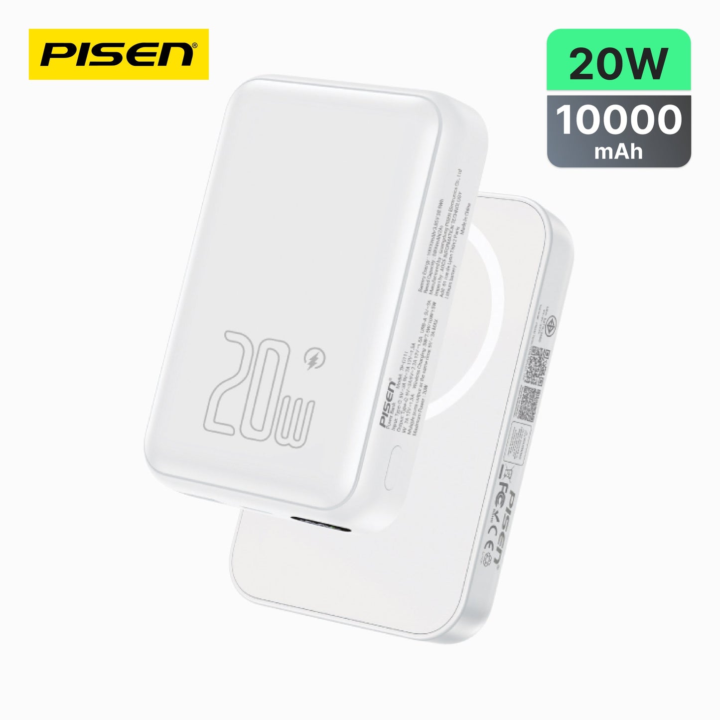 PISEN QUICK PowerMag 20W Magnetic Power Bank 10000mAh – MagSafe Wireless Charger (TP-D111)