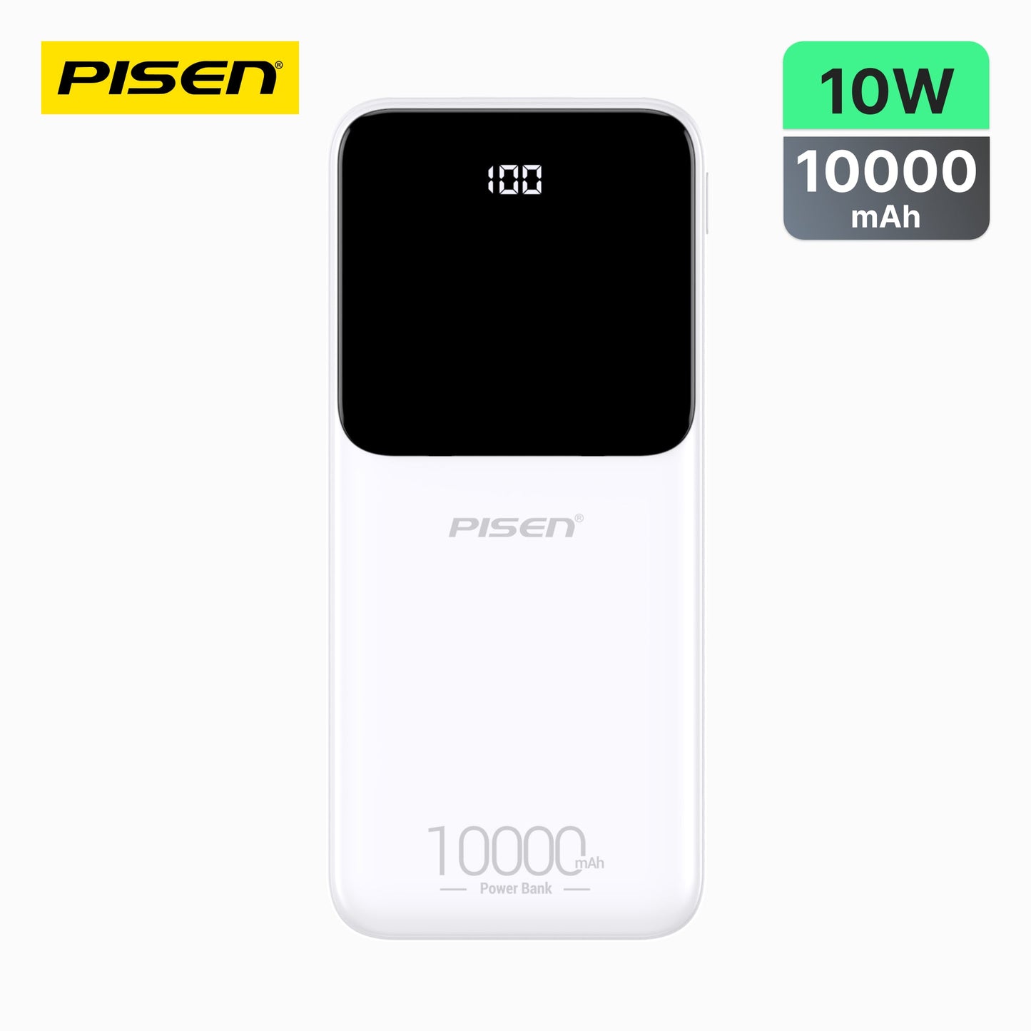 PISEN Semi-Mirror 10W Power Bank 10000mAh – Slim Portable Charger (TP-D053)