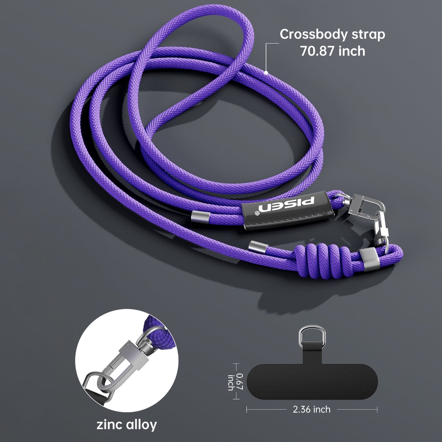PISEN Braided Phone Lanyard 6mm – Adjustable Crossbody Strap for Phones (TP-PJ-001)