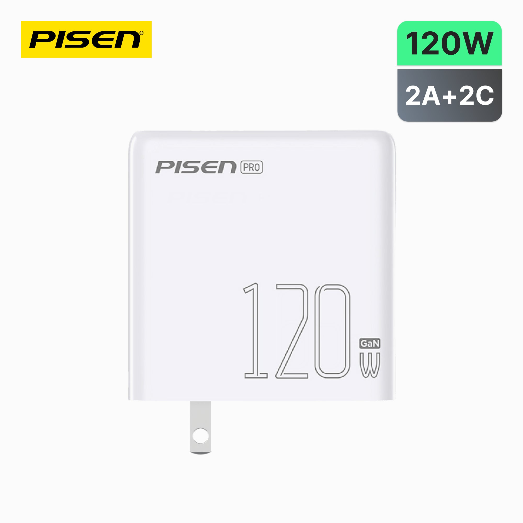 PISEN Pro 120W Fast Charger – 4-Port 2C+2A USB-C Desktop Charging Station, US Plug (TS-C148)