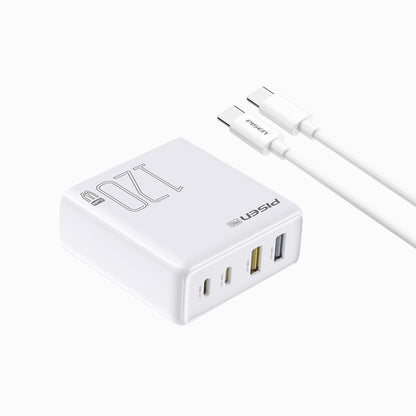 PISEN Pro 120W Fast Charger – 4-Port 2C+2A USB-C Desktop Charging Station, US Plug (TS-C148)