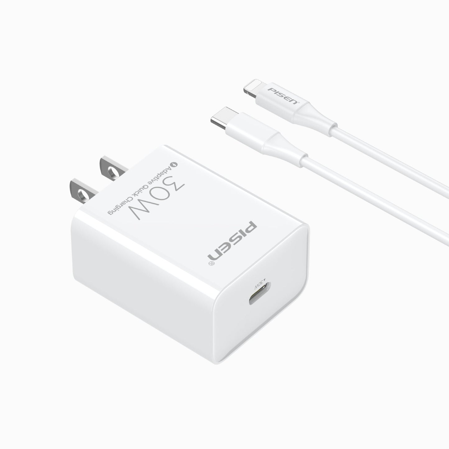 PISEN QUICK 30W PD Single-Port Charger – USB-C Fast Wall Charger, US Plug (TS-C160)
