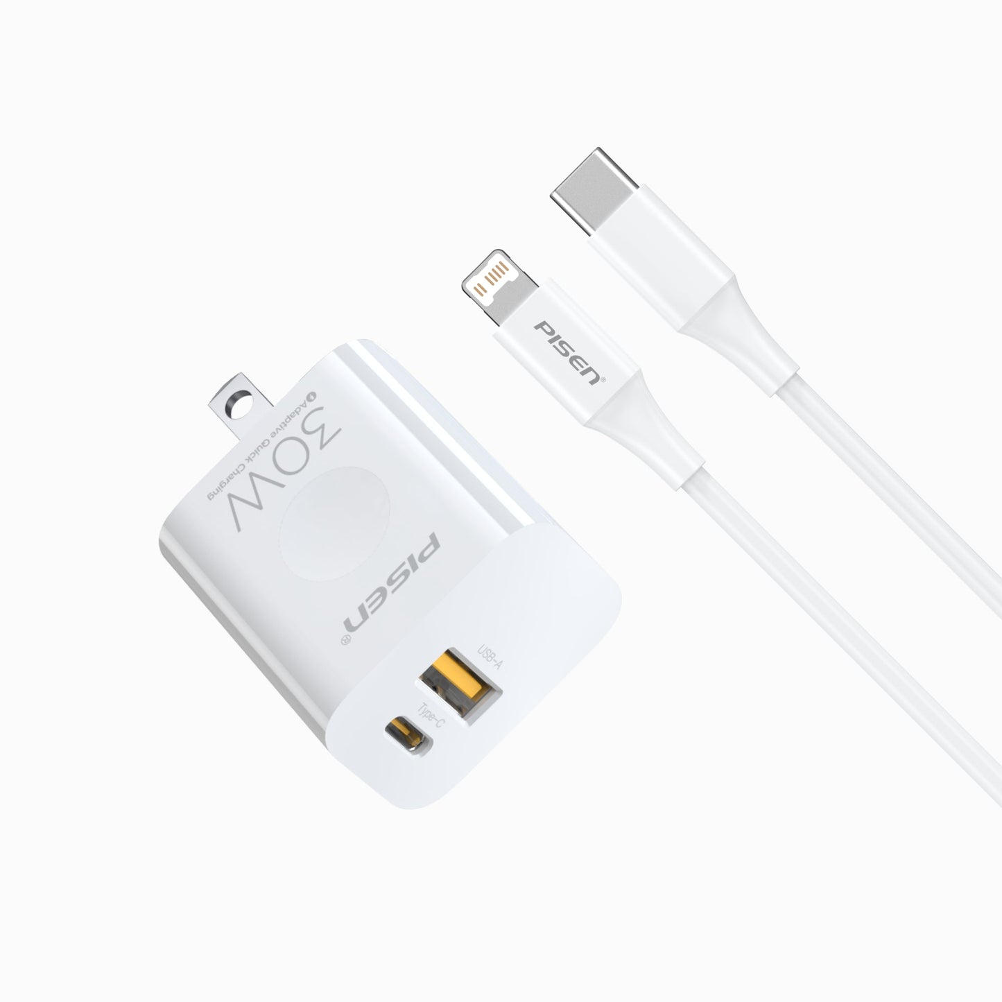 PISEN QUICK 30W Fast Charger – USB-C Wall Charger, US Plug (TS-C171)
