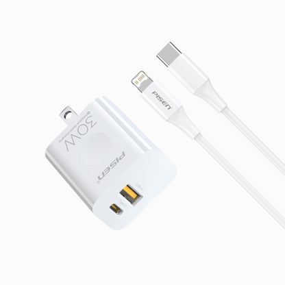 PISEN QUICK 30W Fast Charger – USB-C Wall Charger, US Plug (TS-C171)