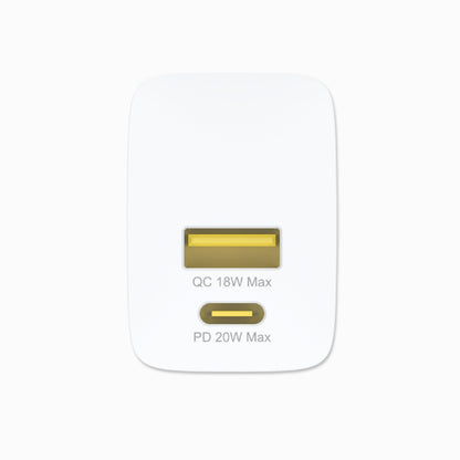 PISEN QUICK 20W Foldable Wall Charger – USB-A + USB-C Fast Charger, US Plug (TS-C181)