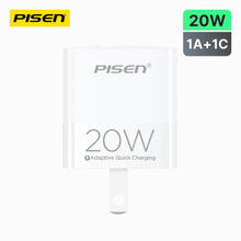 PISEN QUICK 20W Foldable Wall Charger – USB-A + USB-C Fast Charger, US Plug (TS-C181)