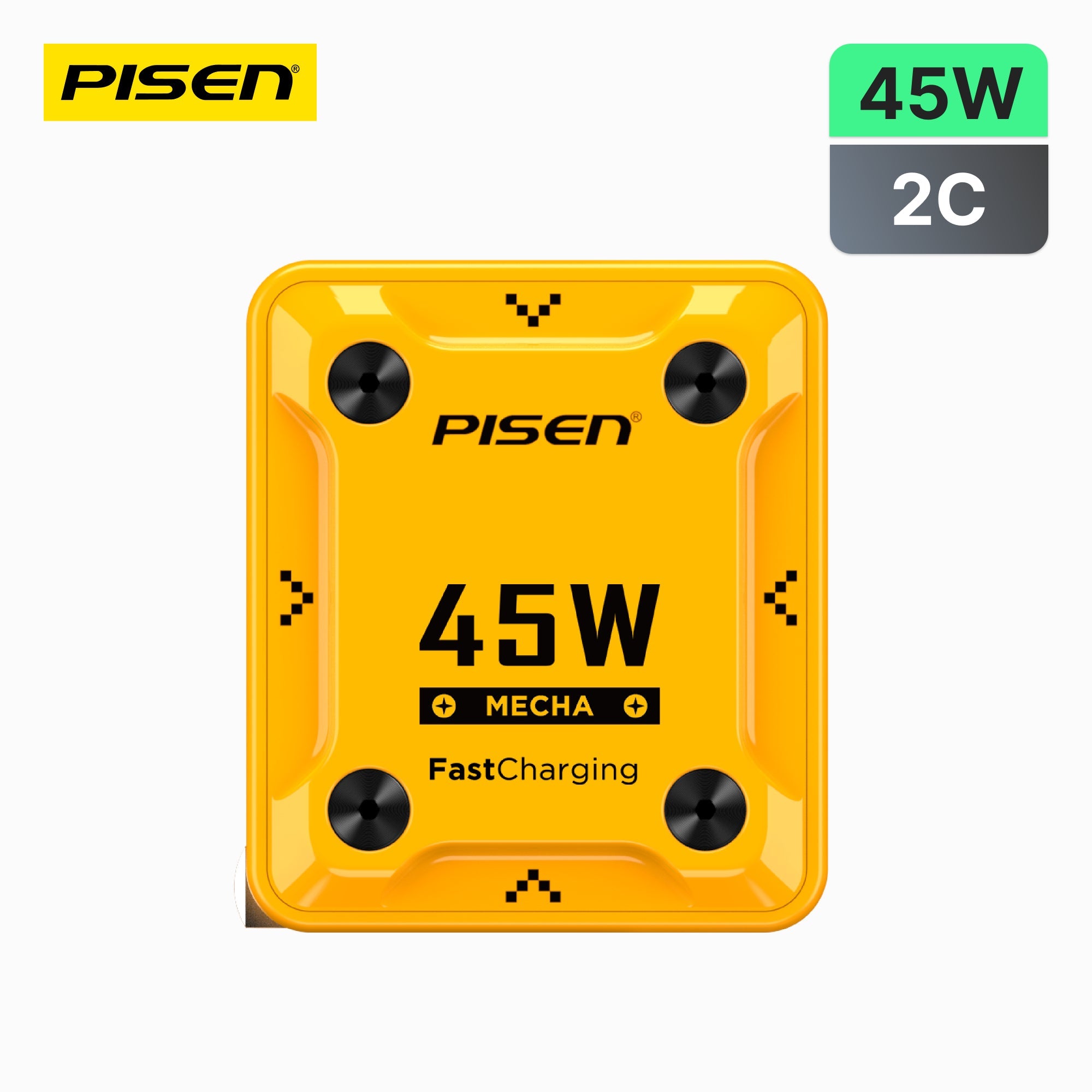 PISEN Mecha 45W 2-Port Fast Charger – USB-C Wall Charger, US Plug (TS-C187)