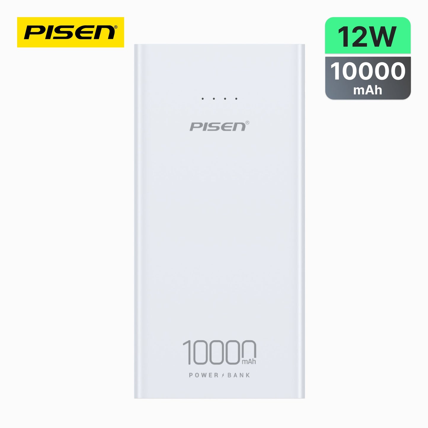 PISEN Mr White Ultra 10000mAh Power Bank – Slim Portable Charger, White (TS-D324)