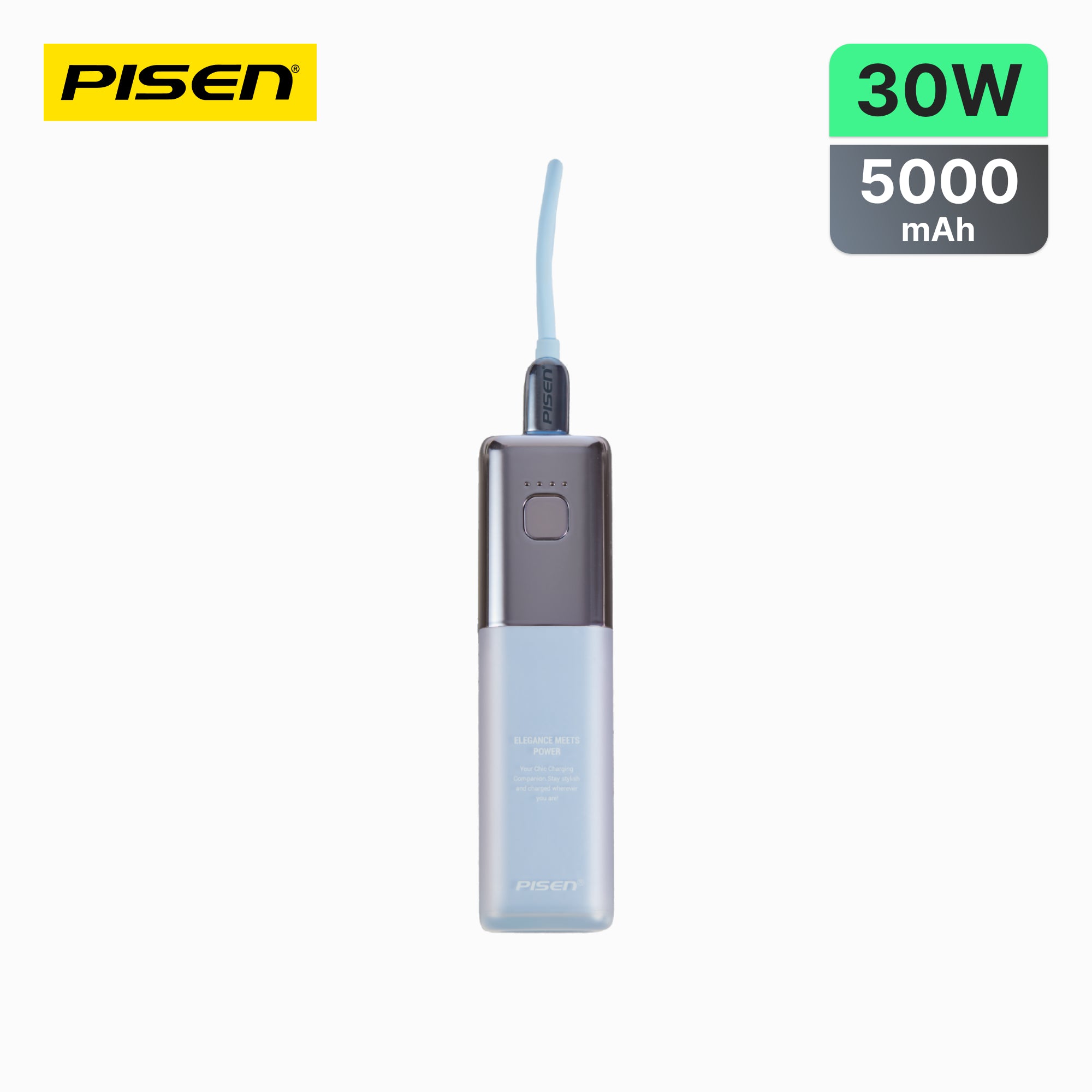 PISEN GlamVolt 30W Power Bank 5000mAh – Slim Fast-Charging Portable Charger (TS-D327)