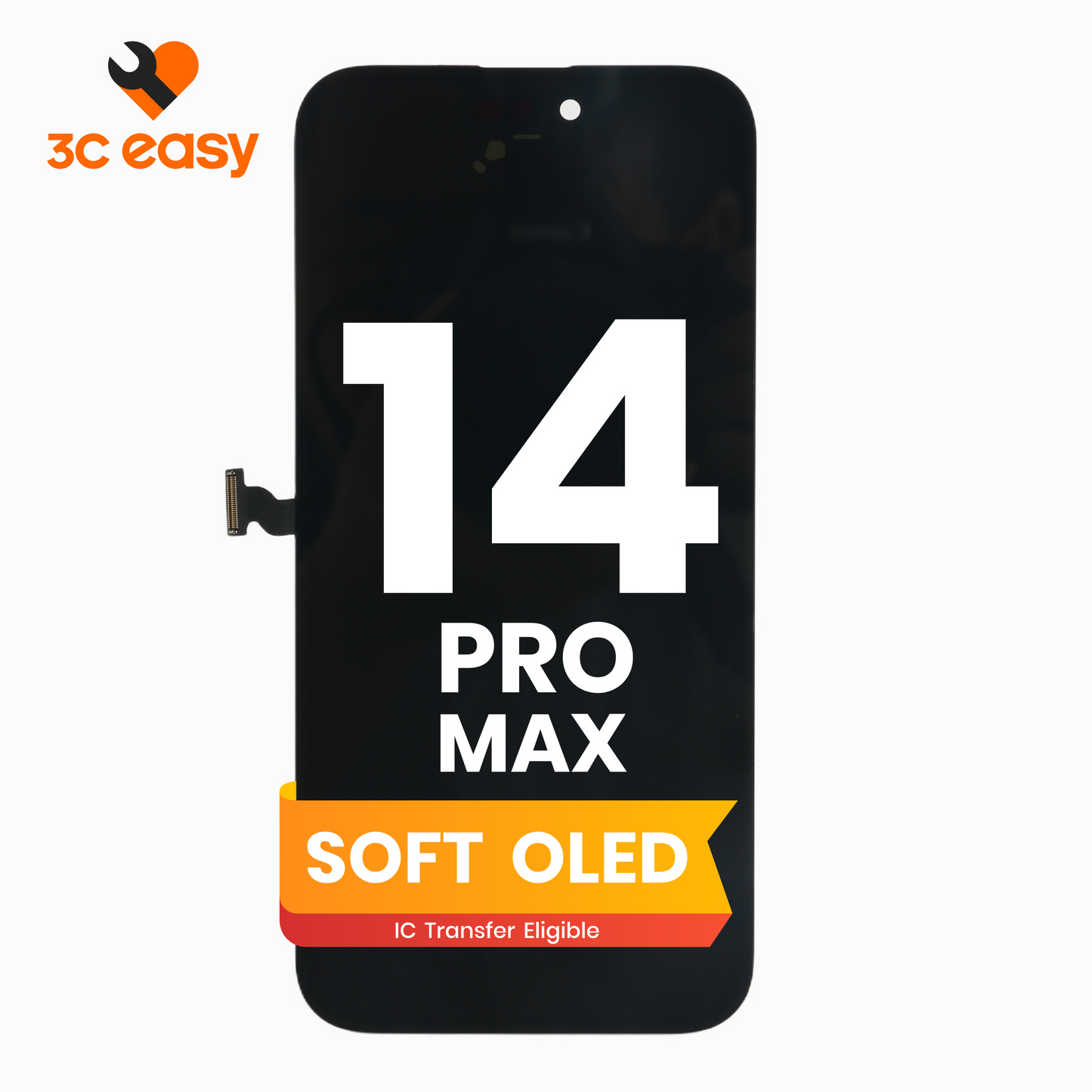 iPhone 14 Pro Max Screen Replacement – 3C EASY Replacement Part (Soft OLED, Black)