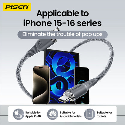 PISEN NoirSync USB-C to USB-C Cable – 60W Fast-Charging Cable, Grey (CC-FC27-1000)