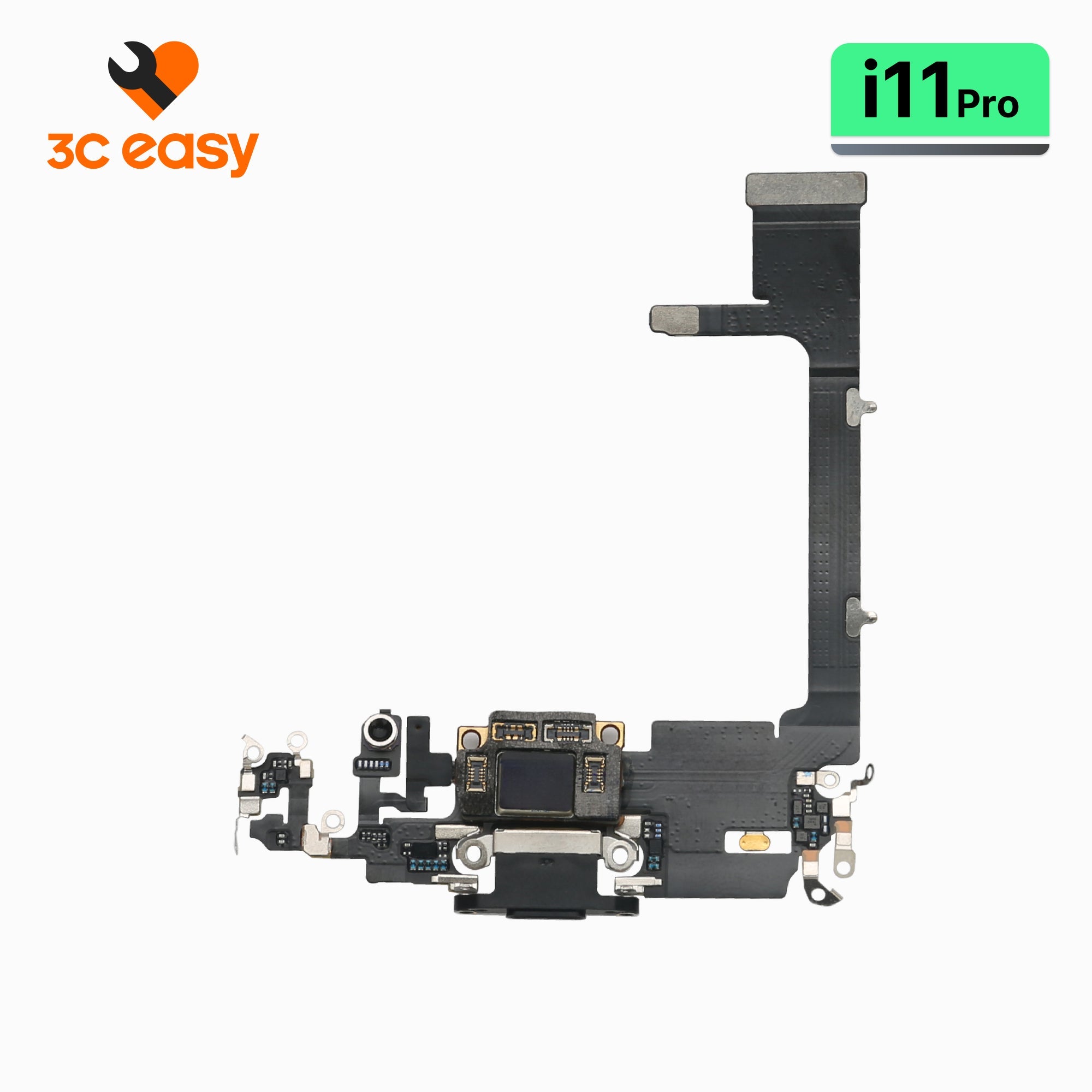 iPhone 11 Pro Charging Port Flex Cable – 3C EASY Replacement Part (Original, Black)