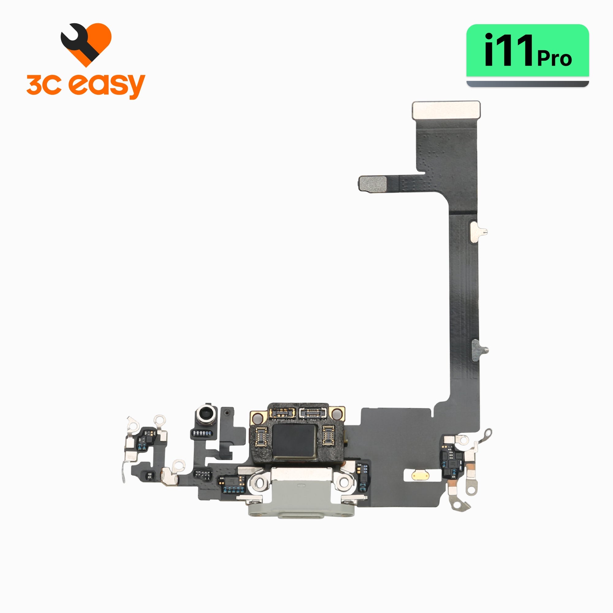 iPhone 11 Pro Charging Port Flex Cable – 3C EASY Replacement Part (Original, White)