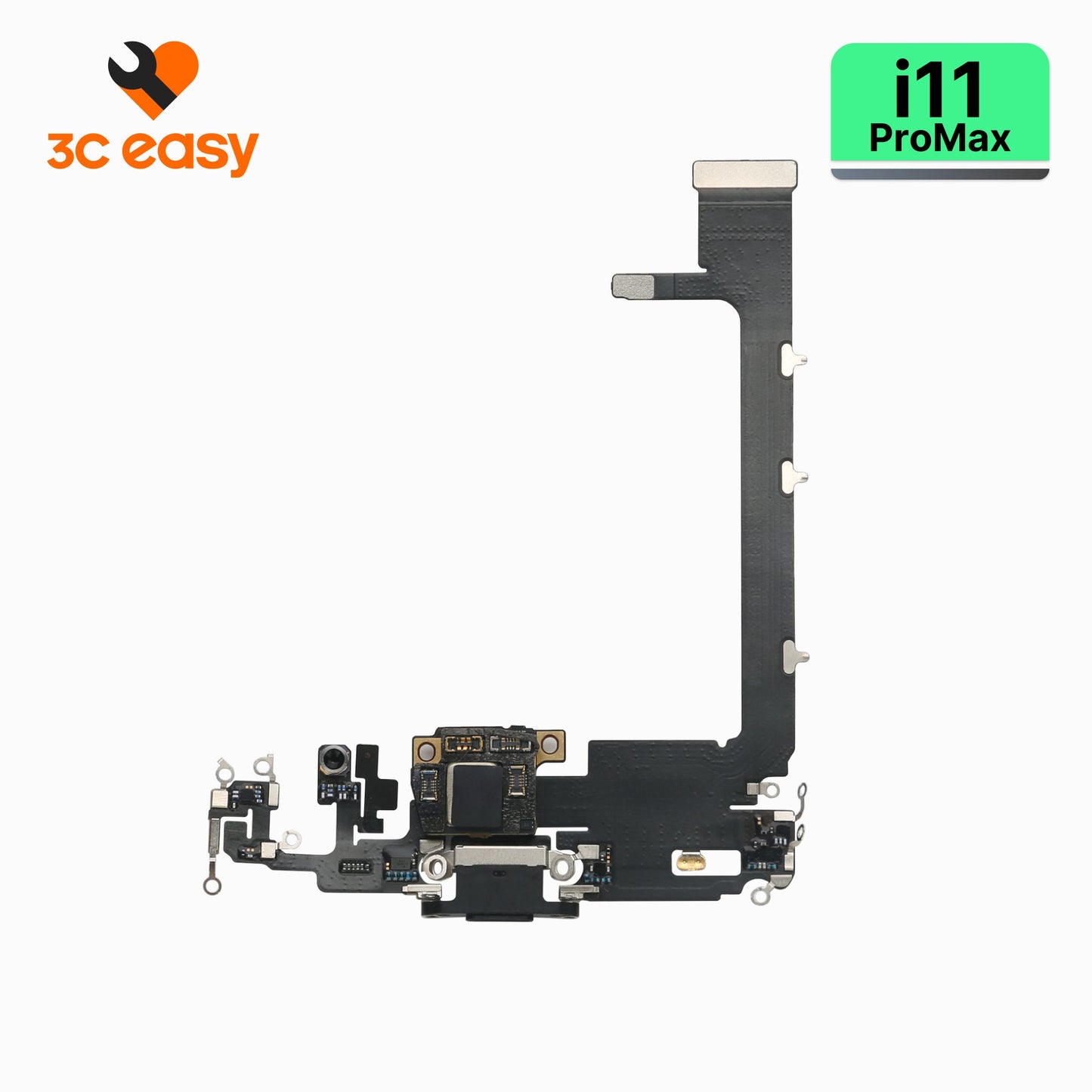iPhone 11 Pro Max Charging Port Flex Cable – 3C EASY Replacement Part (Original, Black)