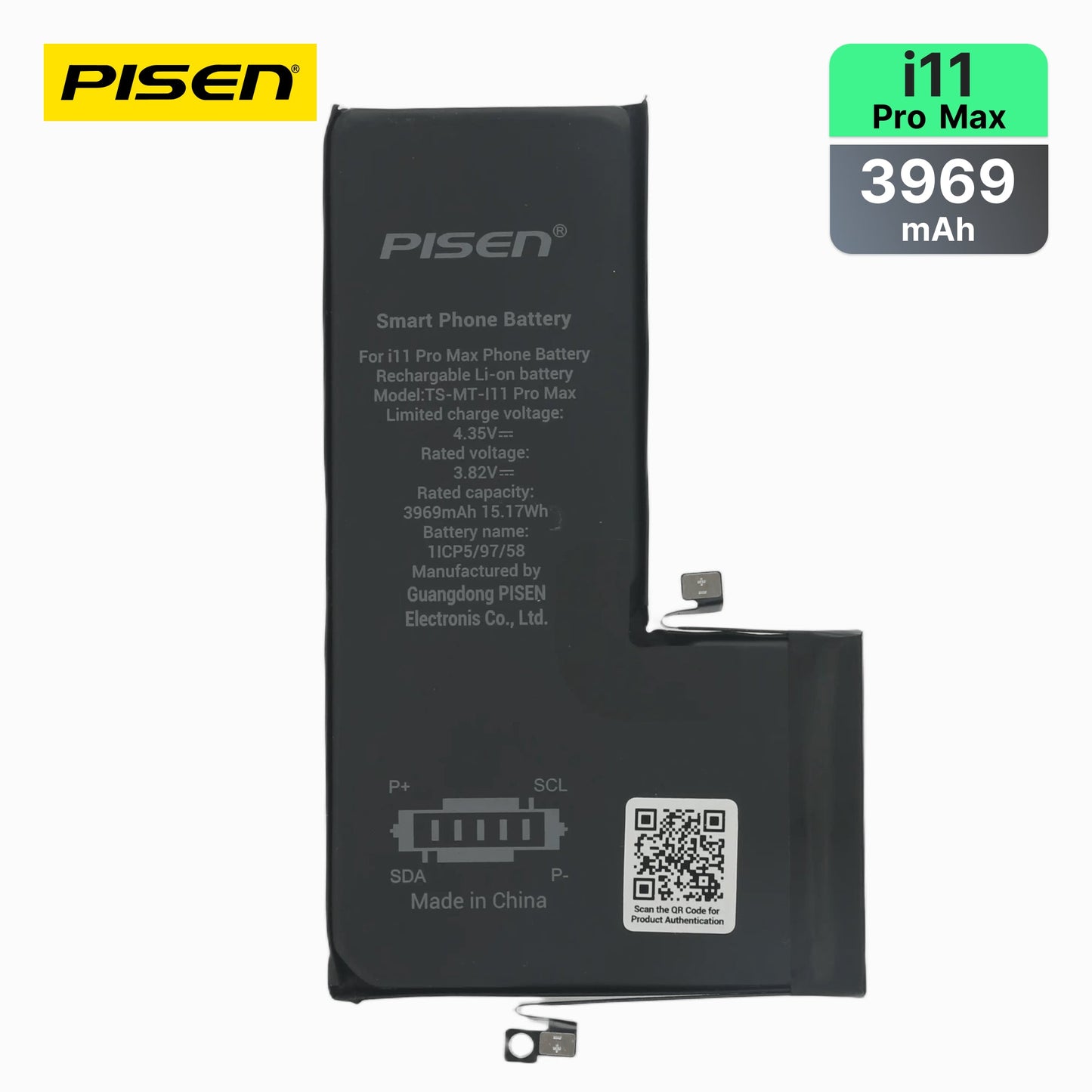 PISEN Replacement Battery for iPhone 11 Pro Max – Built-In Internal Phone Battery (I11 Pro Max)