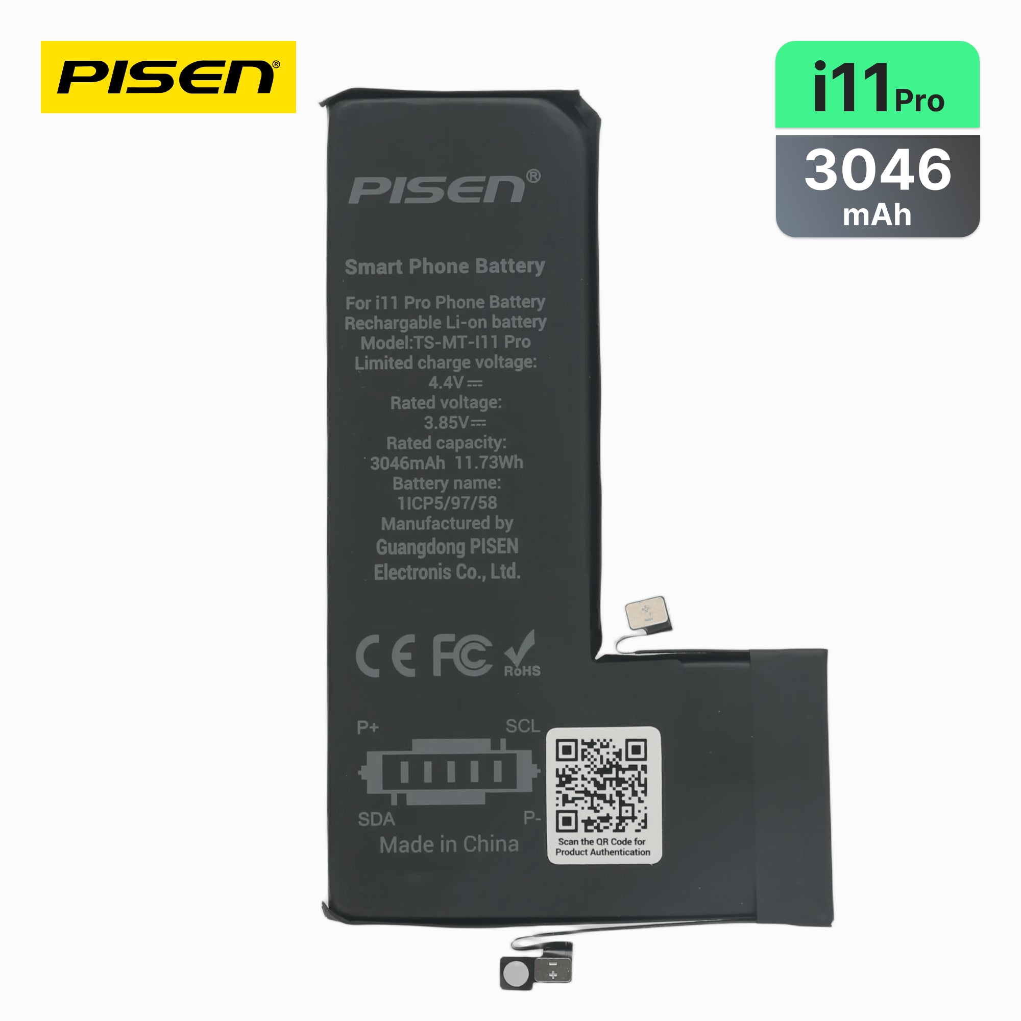 PISEN Replacement Battery for iPhone 11 Pro – Built-In Internal Phone Battery (I11 Pro)