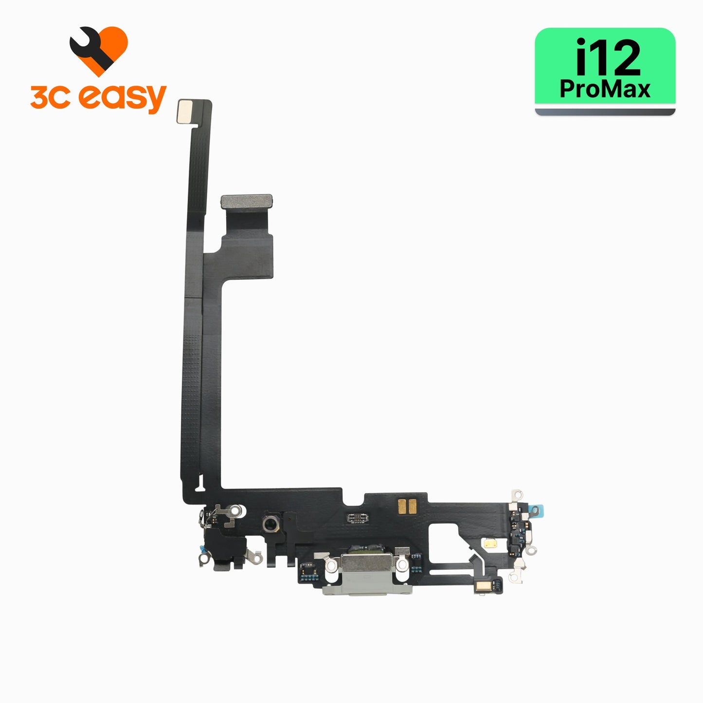 iPhone 12 Pro Max Charging Port Flex Cable – 3C EASY Replacement Part (Original, White)