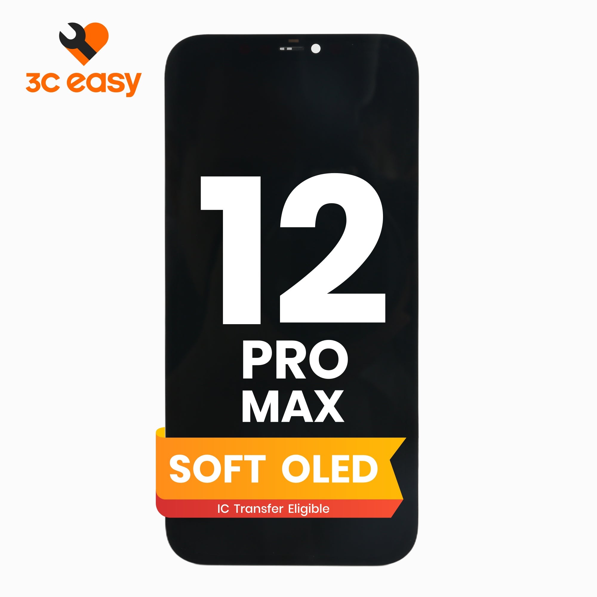 iPhone 12 Pro Max Screen Replacement – 3C EASY Replacement Part (Soft OLED, Black)