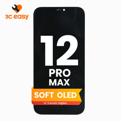 iPhone 12 Pro Max Screen Replacement – 3C EASY Replacement Part (Soft OLED, Black)