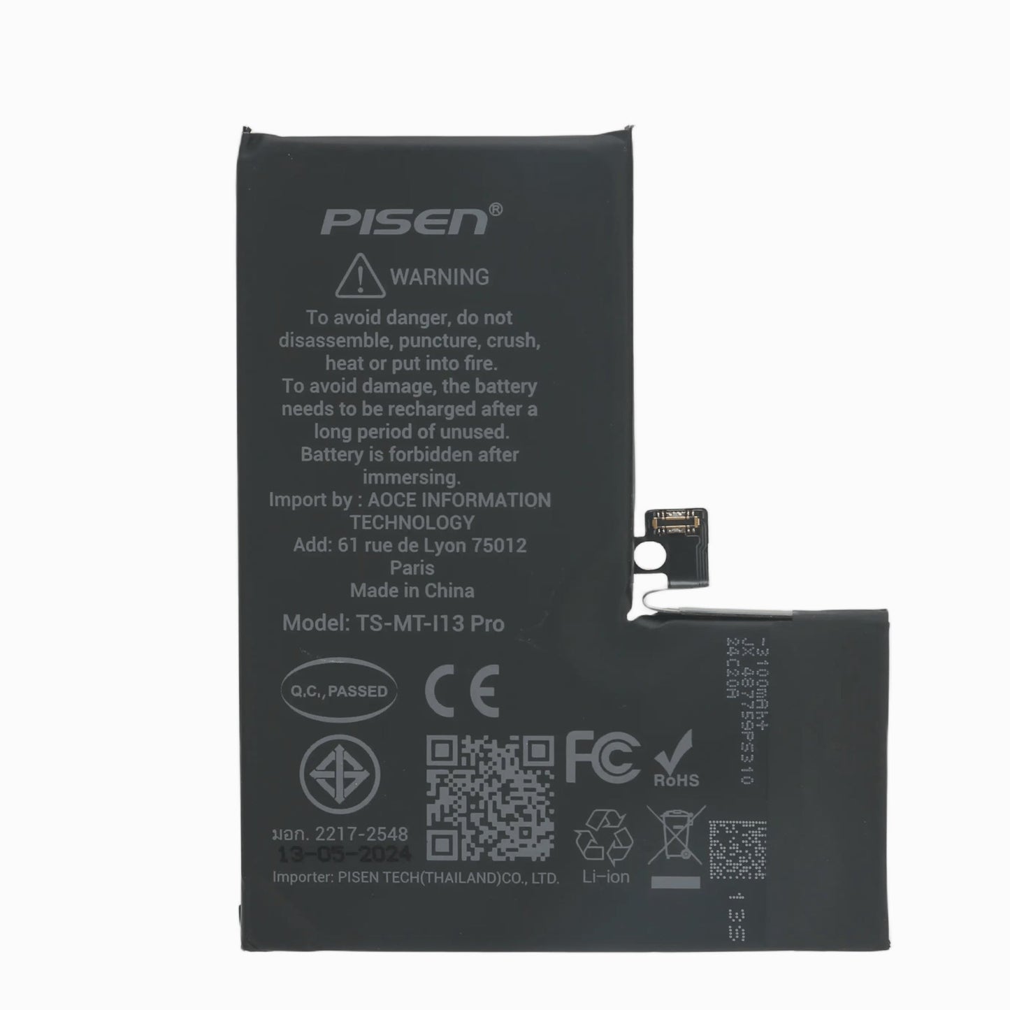 PISEN Replacement Battery for iPhone 13 Pro – Built-In Internal Phone Battery (I13 Pro)