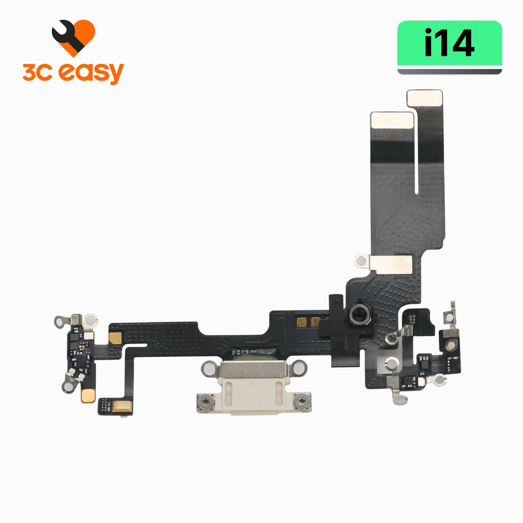 iPhone 14 Charging Port Flex Cable – 3C EASY Replacement Part (Original, White)