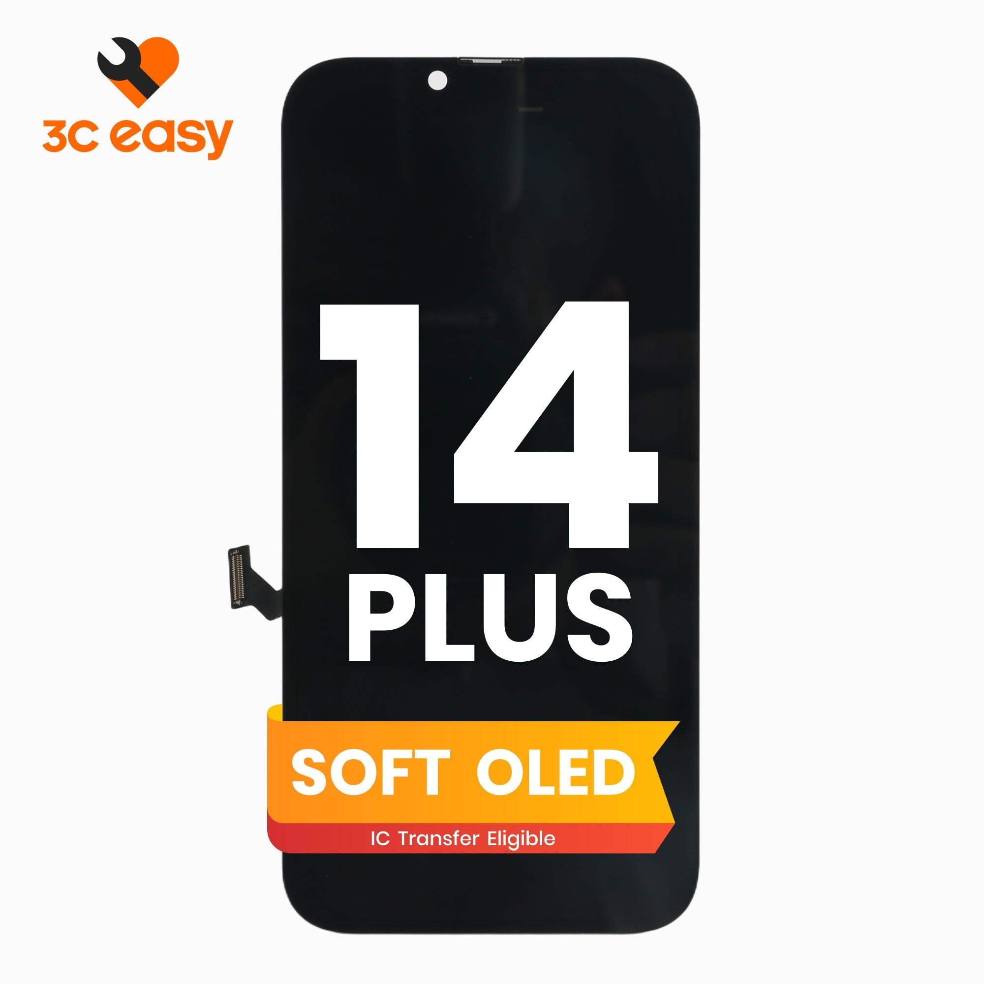 iPhone 14 Plus Screen Replacement – 3C EASY Replacement Part (Soft OLED, Black)