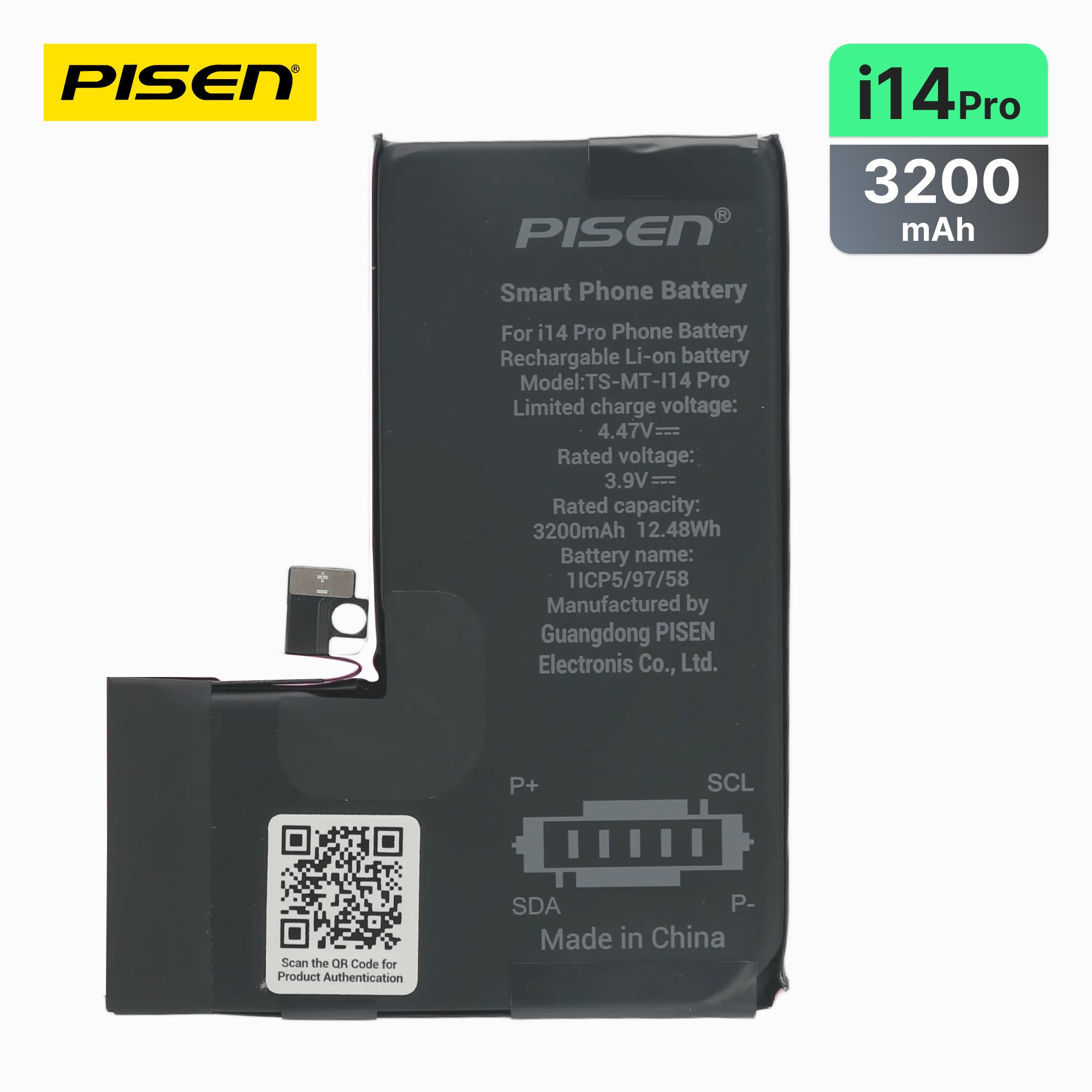 PISEN Replacement Battery for iPhone 14 Pro – Built-In Internal Phone Battery (I14 Pro)