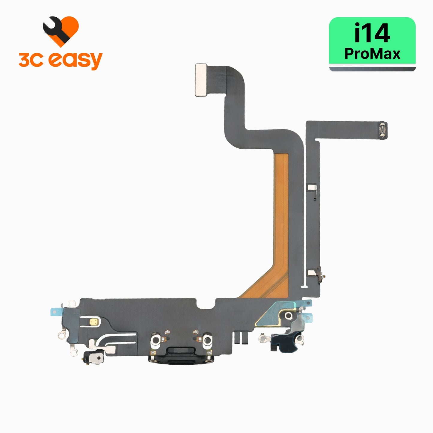 iPhone 14 Pro Max Charging Port Flex Cable – 3C EASY Replacement Part (Original, Black)