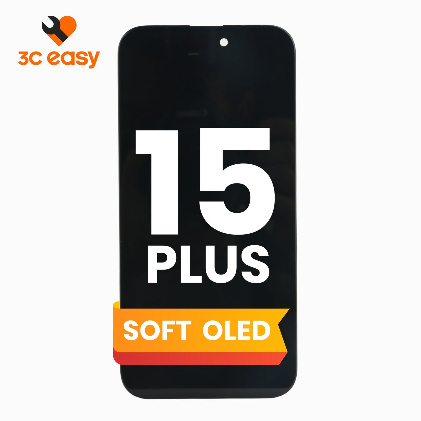 iPhone 15 Plus Screen Replacement – 3C EASY Replacement Part (Soft OLED, Black)