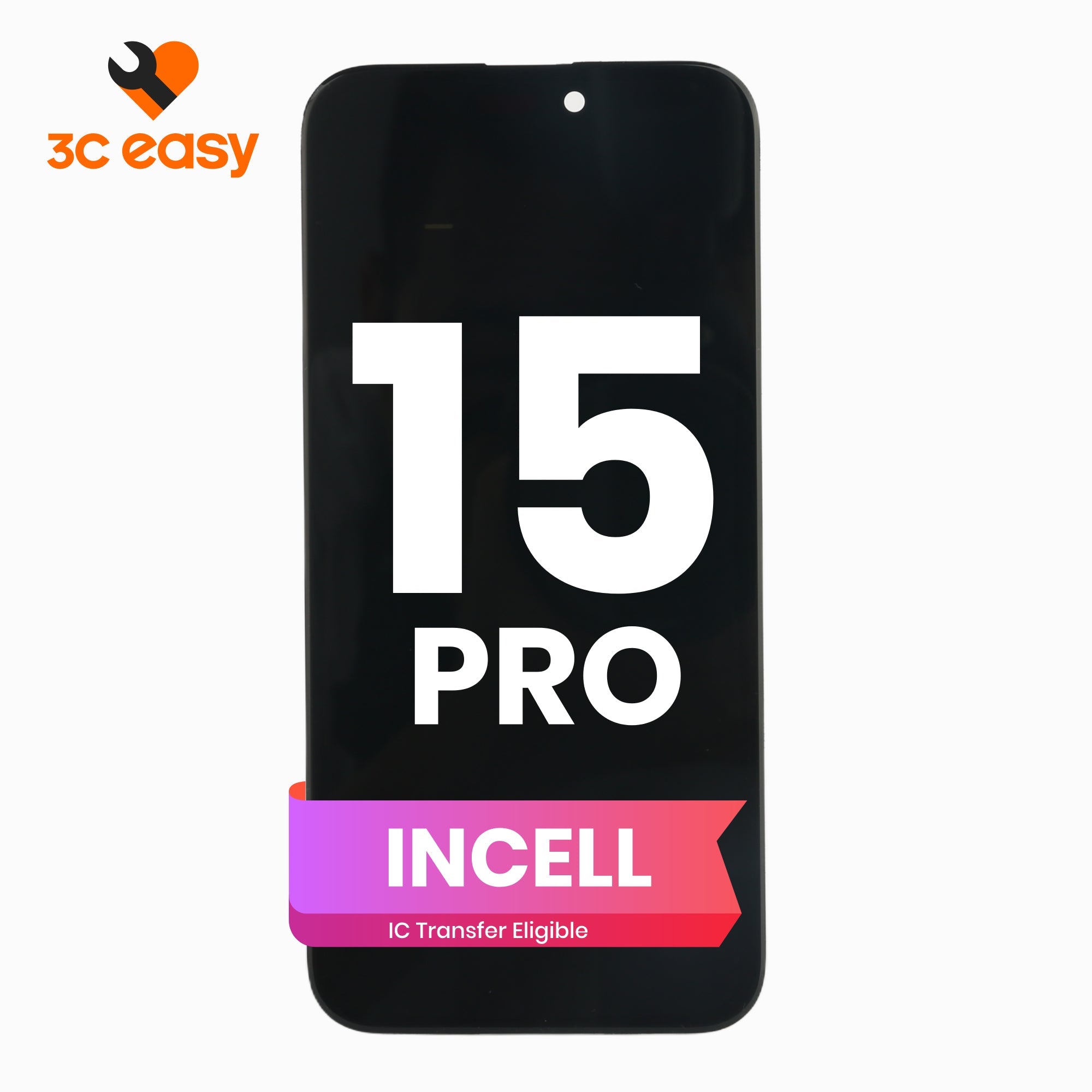 iPhone 15 Pro Screen Replacement – 3C EASY Replacement Part (INCELL, Black)