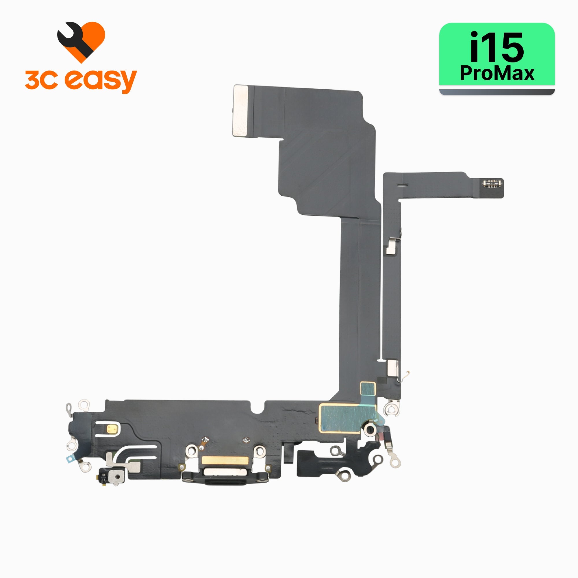 iPhone 15 Pro Max Charging Port Flex Cable – 3C EASY Replacement Part (Original, Black)