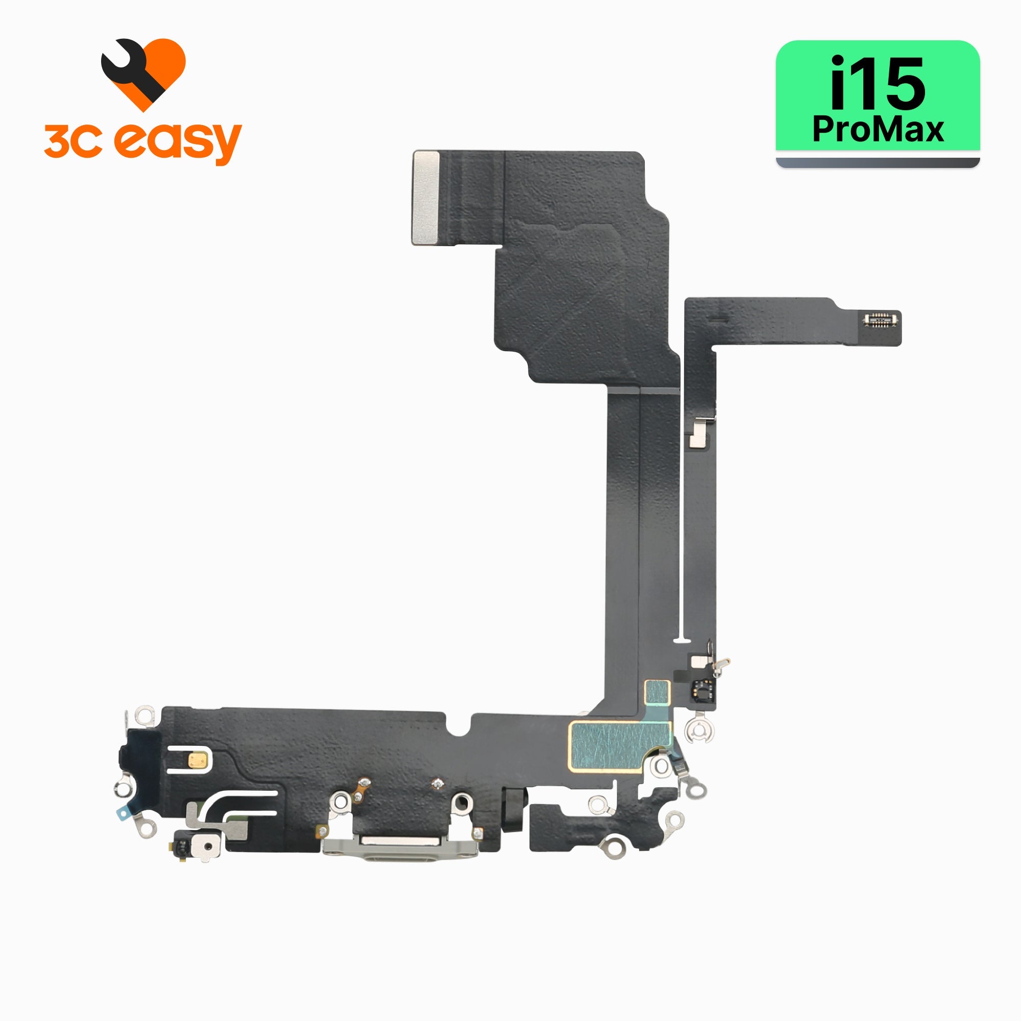 iPhone 15 Pro Max Charging Port Flex Cable – 3C EASY Replacement Part (Original, White)