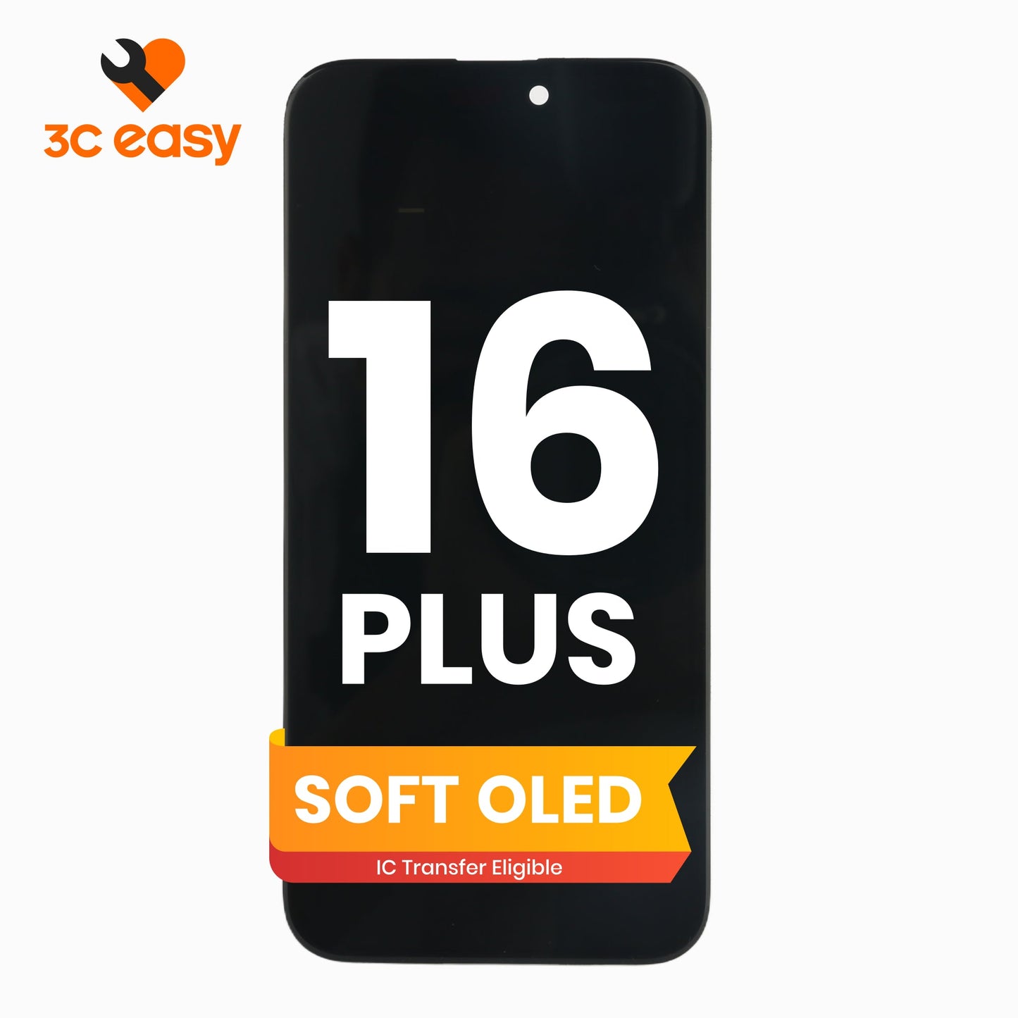 iPhone 16 Plus Screen Replacement – 3C EASY Replacement Part (Soft OLED, Black)